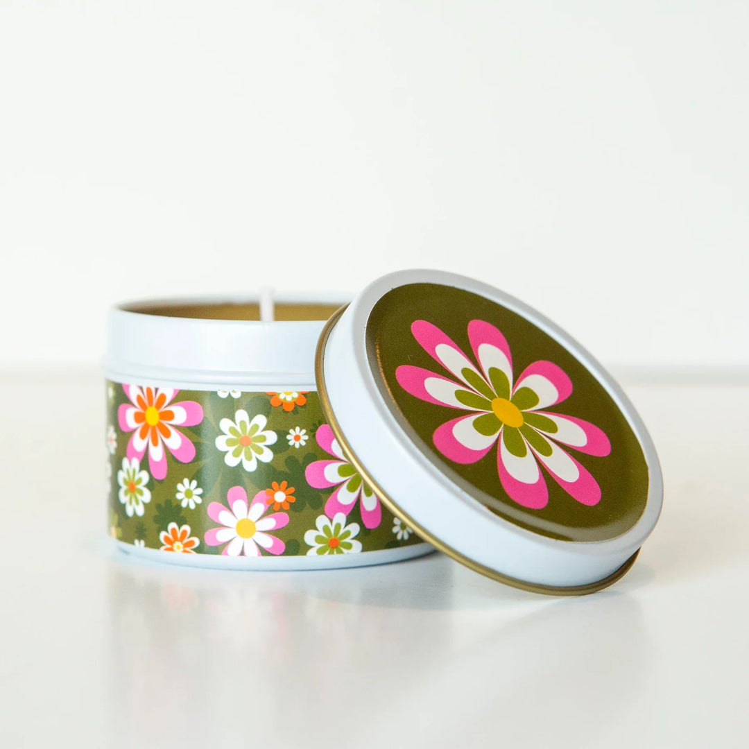 Retro Flower Bunch Travel Candle